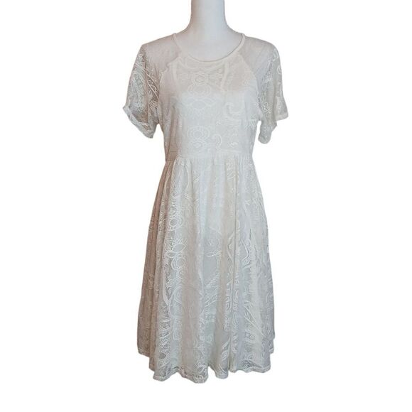 Asos Lace Dress Size 10 White Whimsical Romantic Feminine Fairy Bohemian Preppy - Picture 1 of 15
